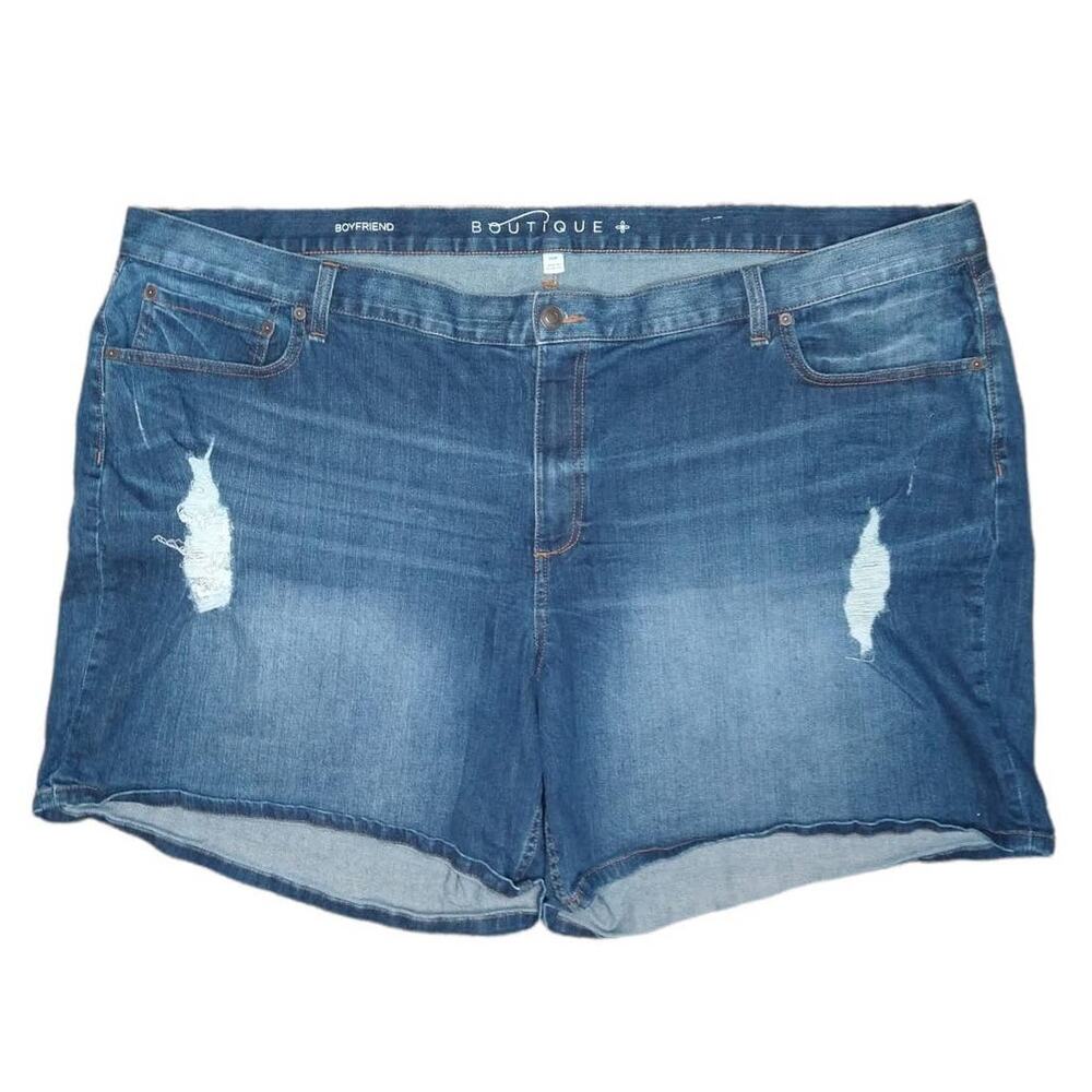 Distressed Denim Boyfriend fit Jean Shorts Plus Size 30 Boutique 4X